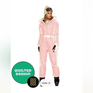 Tipsy elves powder pink ski suit